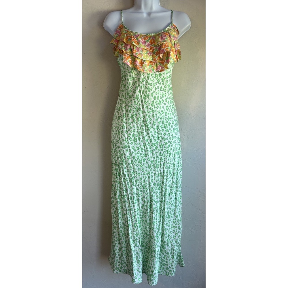 Rixo Target Ruffle Midi Maxi Slip Dress S Resort Party Floral Colorful Print